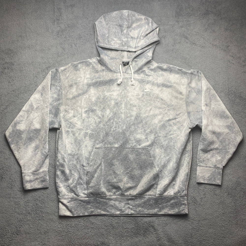 Nike Hoodie‎ Mens Medium Dri-FIT Tie Dye Gray White Marble Pullover DQ1140-010